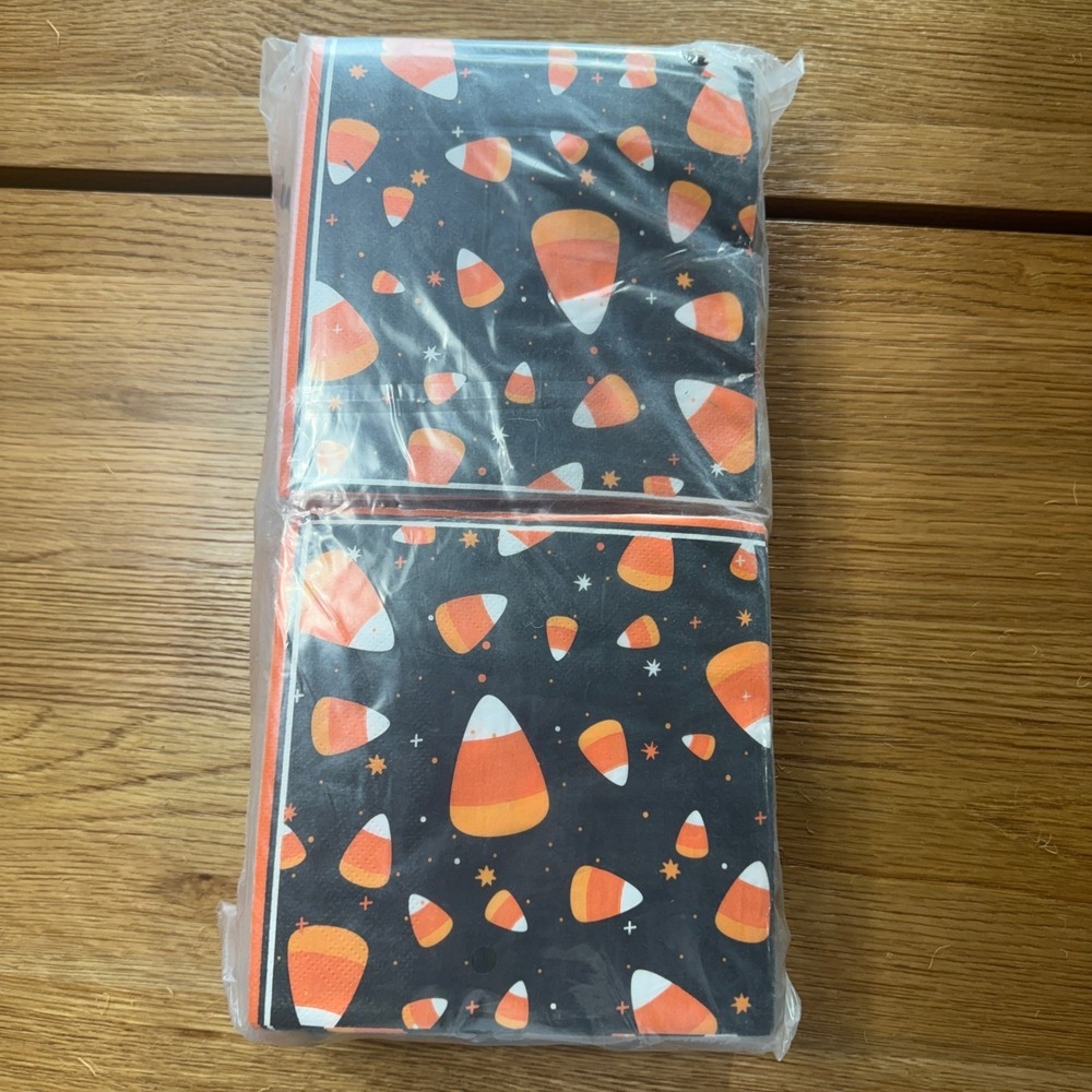 Halloween Candy Corn Paper Napkins 2 Packs (80+) Black Orange Festive Party